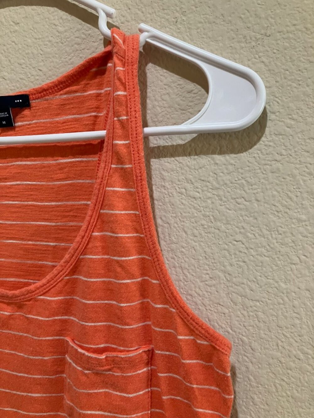 Gap Tank Top Orange White Stripe Racerback Pocket Cotton Soft Size M - Picture 4 of 8